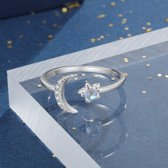 Crescent Moon And Star Ring