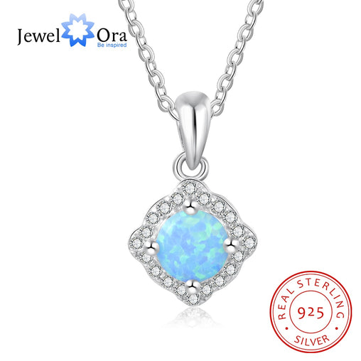 Blue Opal Necklace with Zirconia