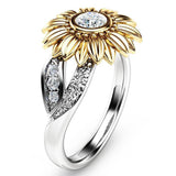 Two Tones Gold Sunflower Rings