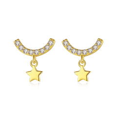 Five-pointed Star with Zircon Earrings