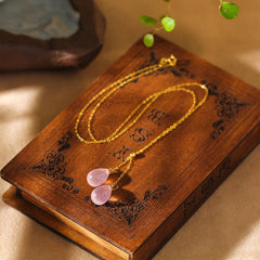 Natural Pink Crystal Women's Necklace