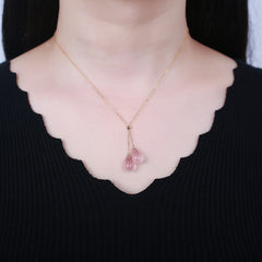 Natural Pink Crystal Women's Necklace