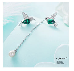 Bird Earrings Embellished with Crystal Earrings