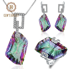 Irregular Rainbow Mystic Quartz Jewelry Sets
