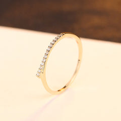 Wave-shaped Zircon Inlaid Ladies Ring