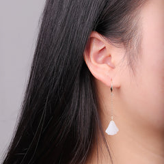 Scallop-Shaped Hetian Jade Women's Ear Pendant