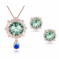 Peacock Green Austrian Crystal Jewelry Set