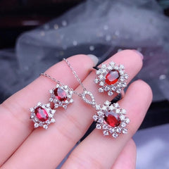 Red Garnet Gemstone Jewelry Set