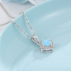 Blue Opal Necklace with Zirconia