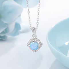 Blue Opal Necklace with Zirconia