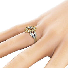 Two Tones Gold Sunflower Rings