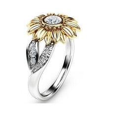 Two Tones Gold Sunflower Rings