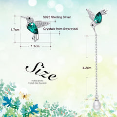 Bird Earrings Embellished with Crystal Earrings