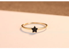 Black zirconium five-pointed star Ring