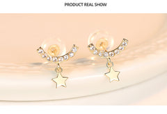 Five-pointed Star with Zircon Earrings