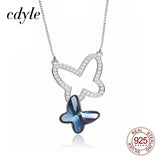 Blue Crystal Butterfly Pendant Necklace