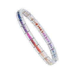 Rainbow Colorful Square CZ Tennis Bracelet