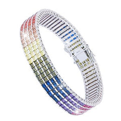 Rainbow Colorful Square CZ Tennis Bracelet