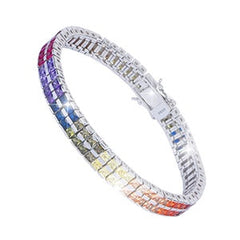 Rainbow Colorful Square CZ Tennis Bracelet