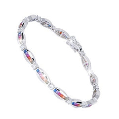 Rainbow Colorful Square CZ Tennis Bracelet