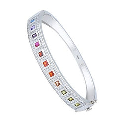 Rainbow Colorful Square CZ Tennis Bracelet