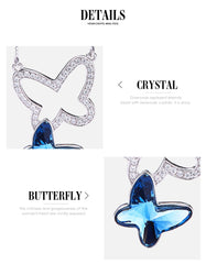 Blue Crystal Butterfly Pendant Necklace