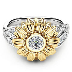 Two Tones Gold Sunflower Rings