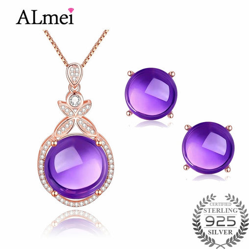 Almei Natural Amethyst Gemstone Jewelry Set