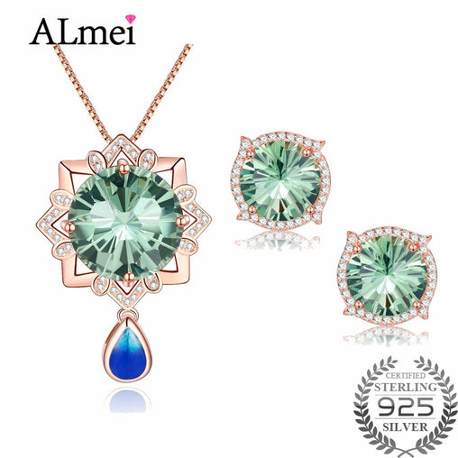 Peacock Green Austrian Crystal Jewelry Set